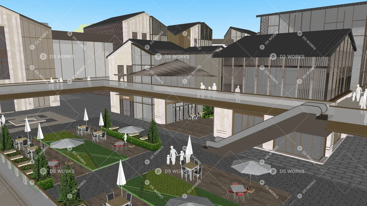 Chinese Commercial Landscape 3d model thumbnail 3