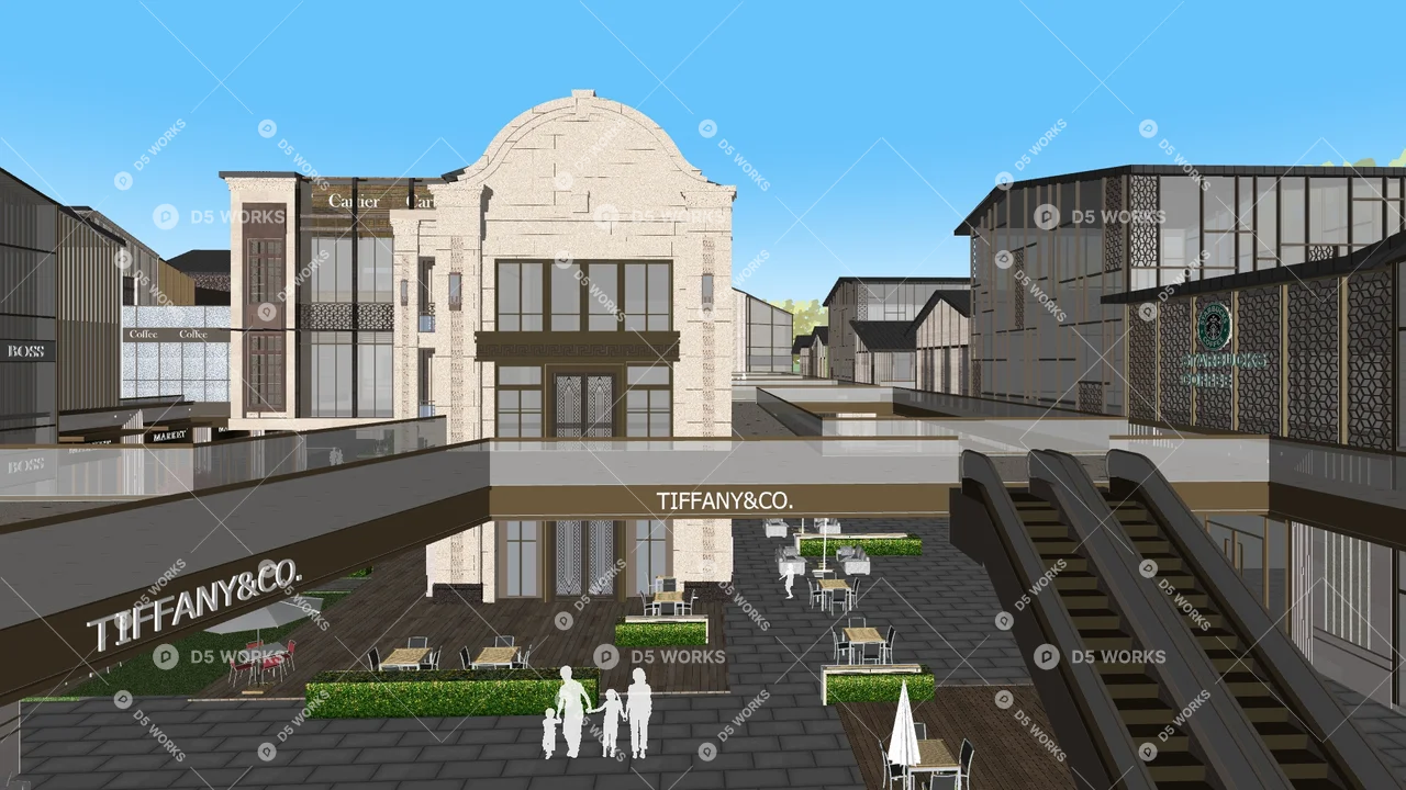 Chinese Commercial Landscape 3d model thumbnail 4