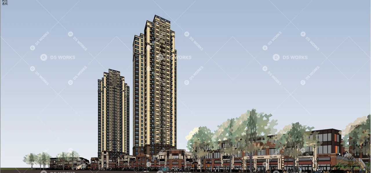 Commercial Landscape 3d model thumbnail 3