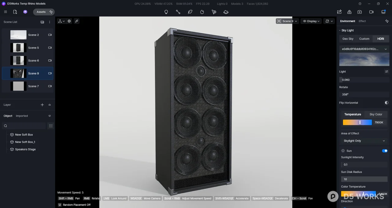 Professional 8x10 Bass Guitar Speaker Cabinet 3d model thumbnail 4