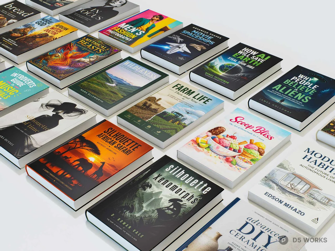 Modern Decorative Book Collection Set 3d model thumbnail 2