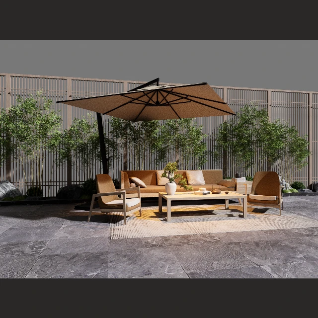 Modern Zen Outdoor Patio Furniture Set 3d model
