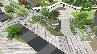 Modern Villa Courtyard Landscape 3d model