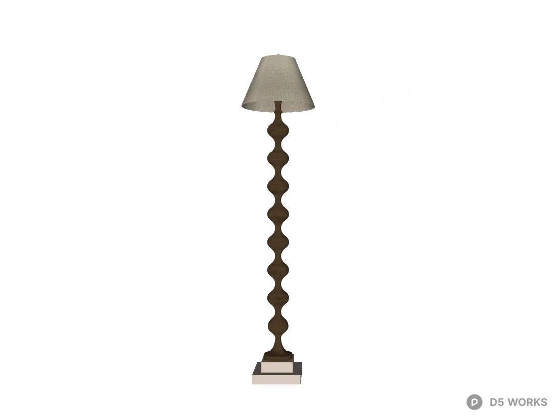 Rustic Turned Wood Totem Floor Lamp 3d model thumbnail 2