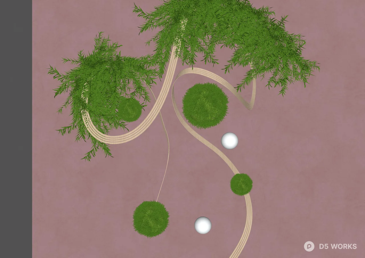 Moss Ball And Ribbon Sculptural Decor 3d model thumbnail 2