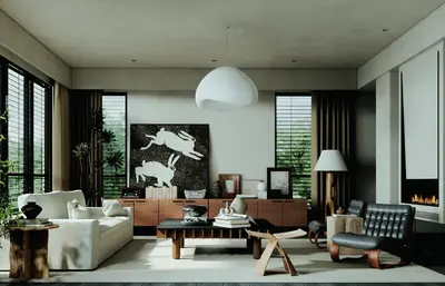 Modern Minimalist Living Room With Artistic Vibe 3d model
