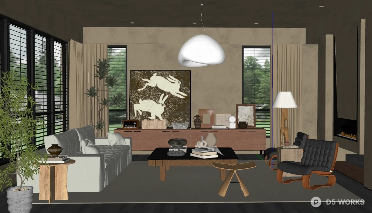 Modern Minimalist Living Room With Artistic Vibe 3d model thumbnail 2