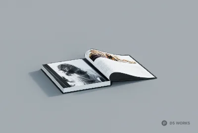 Open Art Book With Monochrome Photograph 3d model - Image 1