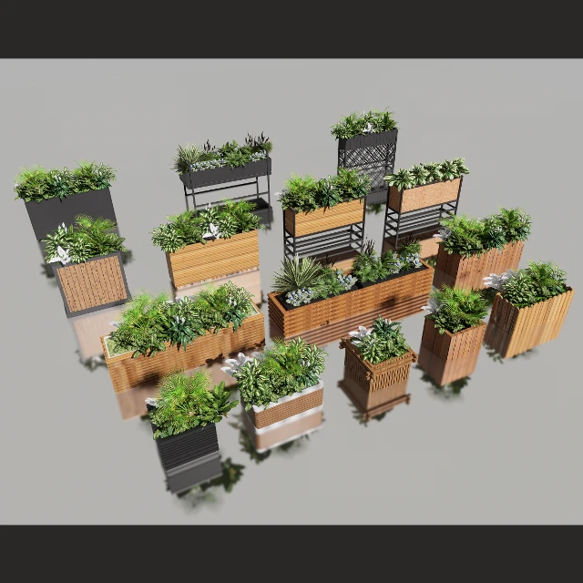 Modern Planting Flower Box Industrial Outdoor Planter Collection 3d model