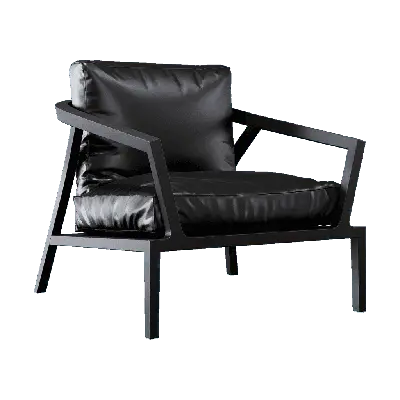 Modern Black Leather Lounge Chair 02 3d model