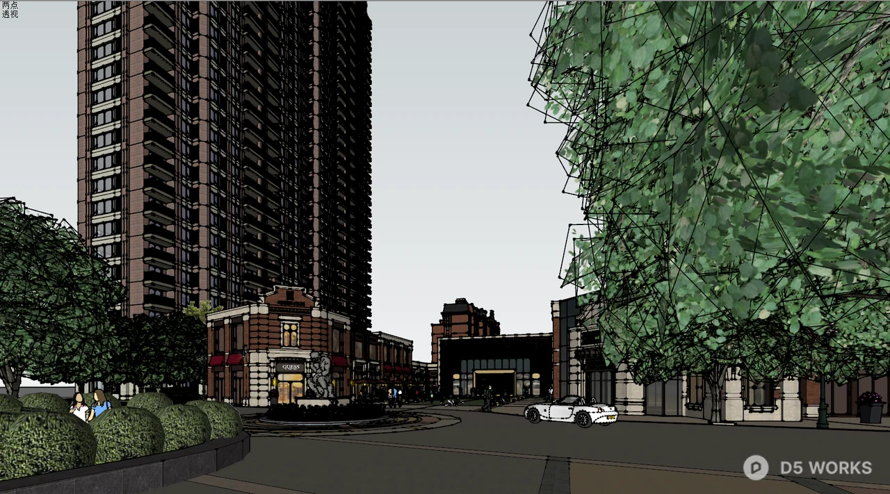 Urban Commercial Street Landscape 3d model thumbnail 2