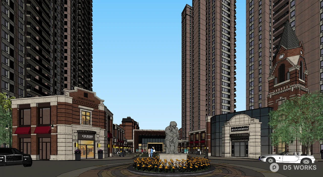 Urban Commercial Street Landscape 3d model - Image 1