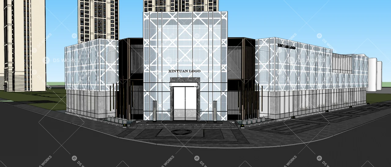 Sales Center Building 3d model thumbnail 5