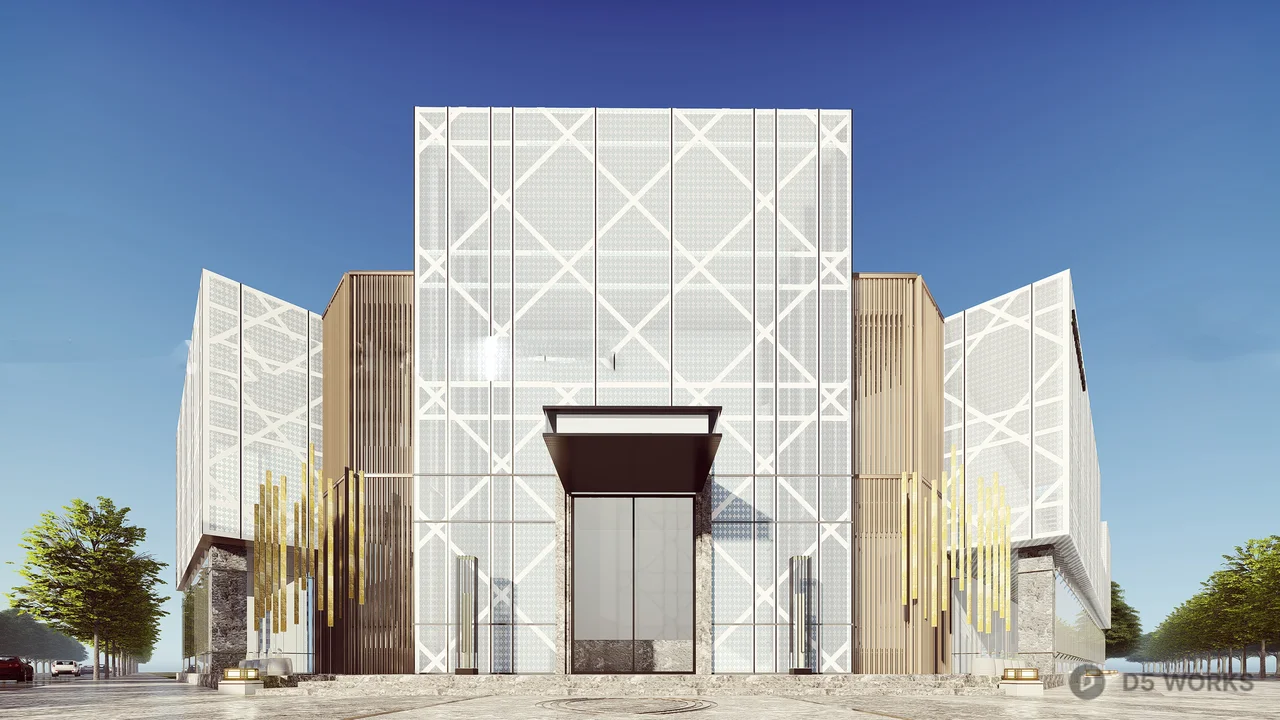 Modern Sales Office Building 3d model thumbnail 2