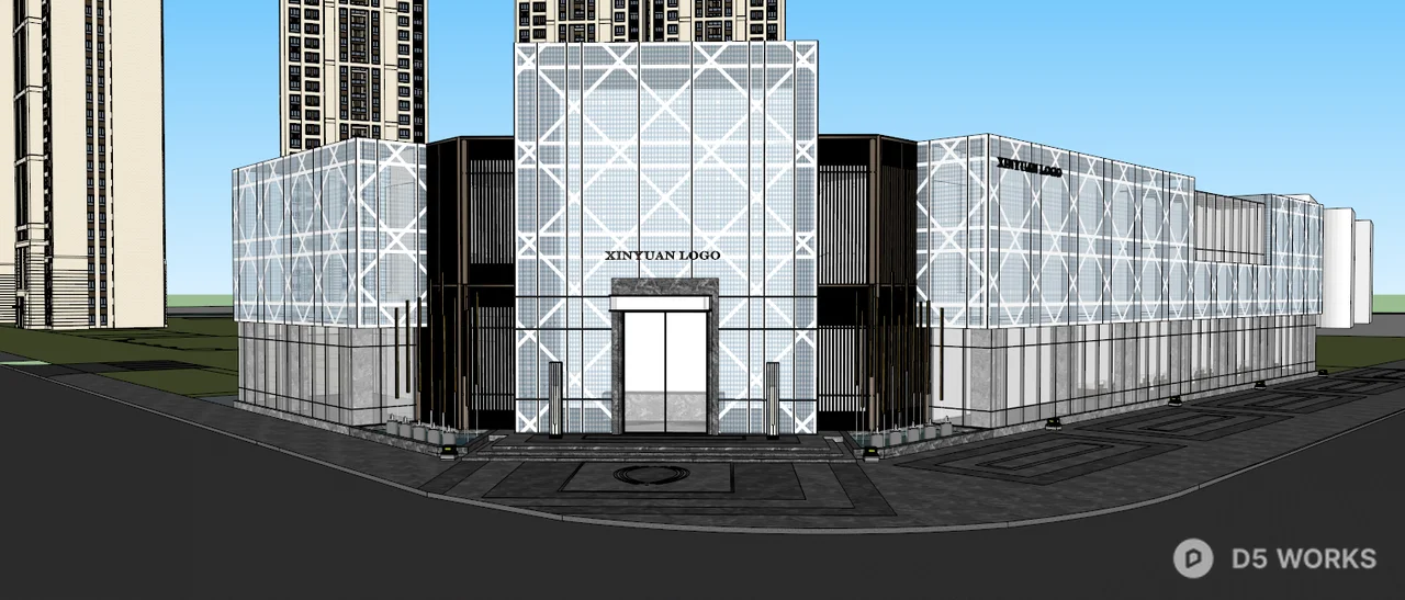 Modern Sales Office Building 3d model thumbnail 5
