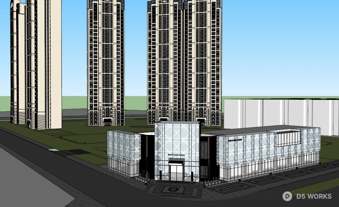 Modern Sales Office Building 3d model thumbnail 3