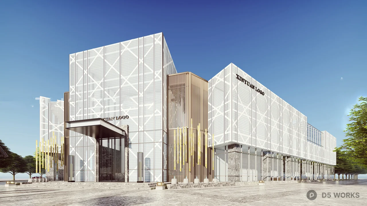 Modern Sales Office Building 3d model thumbnail 4