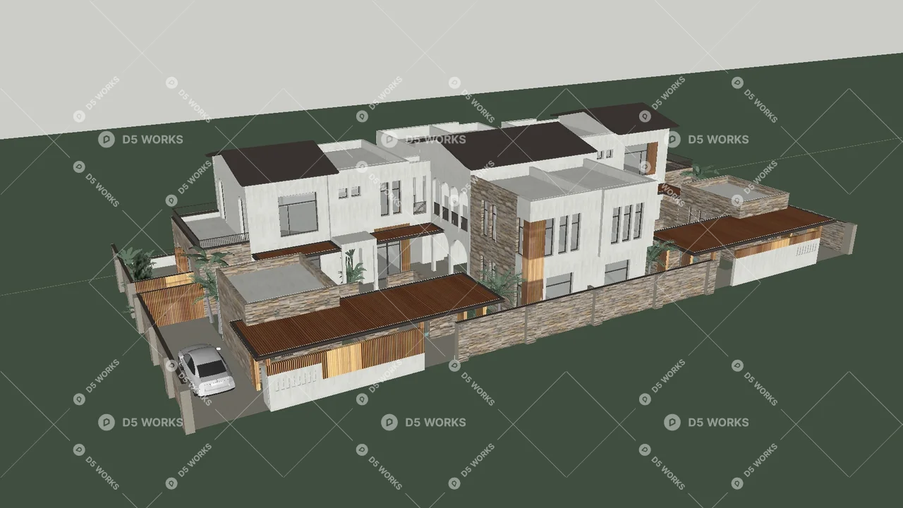 Semi-Detached Villa 3d model thumbnail 4