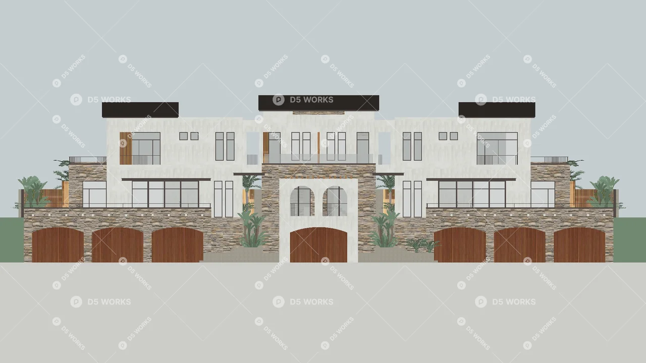 Semi-Detached Villa 3d model thumbnail 3