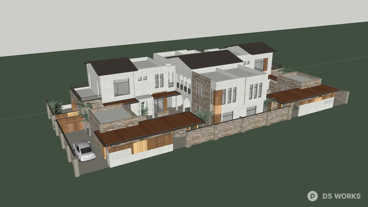 Modern Twin Villa Architecture 3d model thumbnail 4