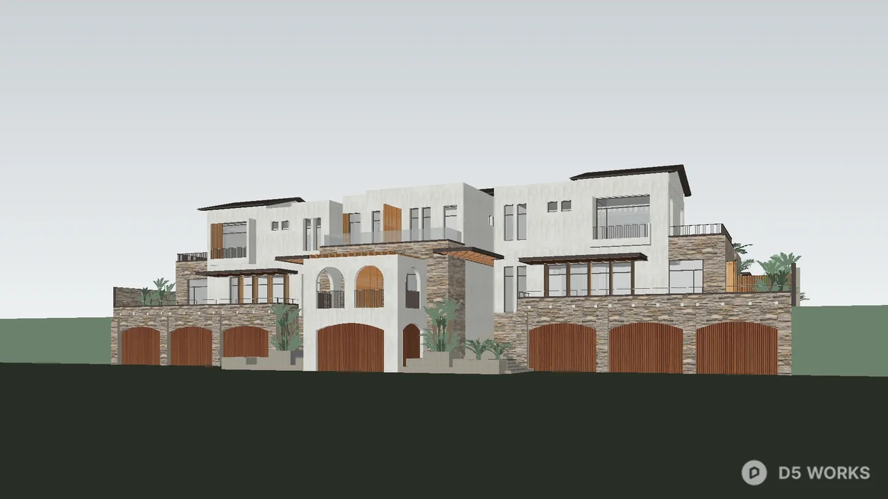 Modern Twin Villa Architecture 3d model thumbnail 2
