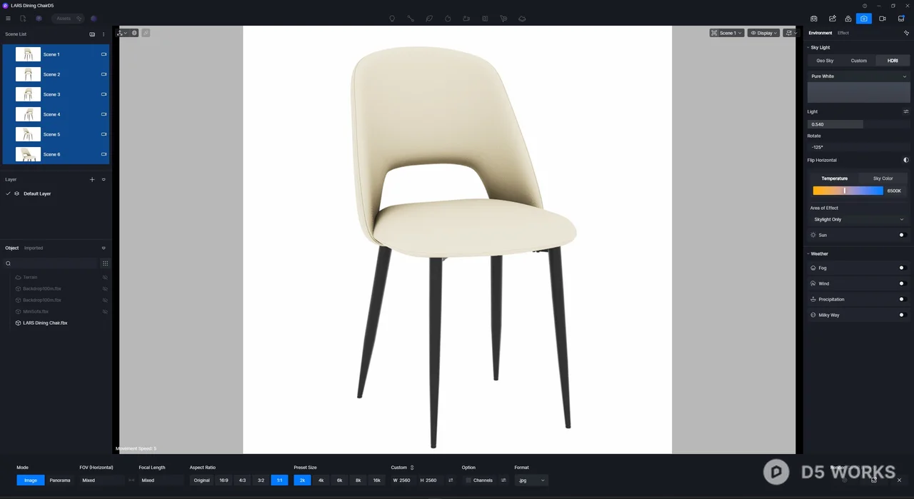 Modern Upholstered Dining Chair With Metal Legs 3d model thumbnail 7