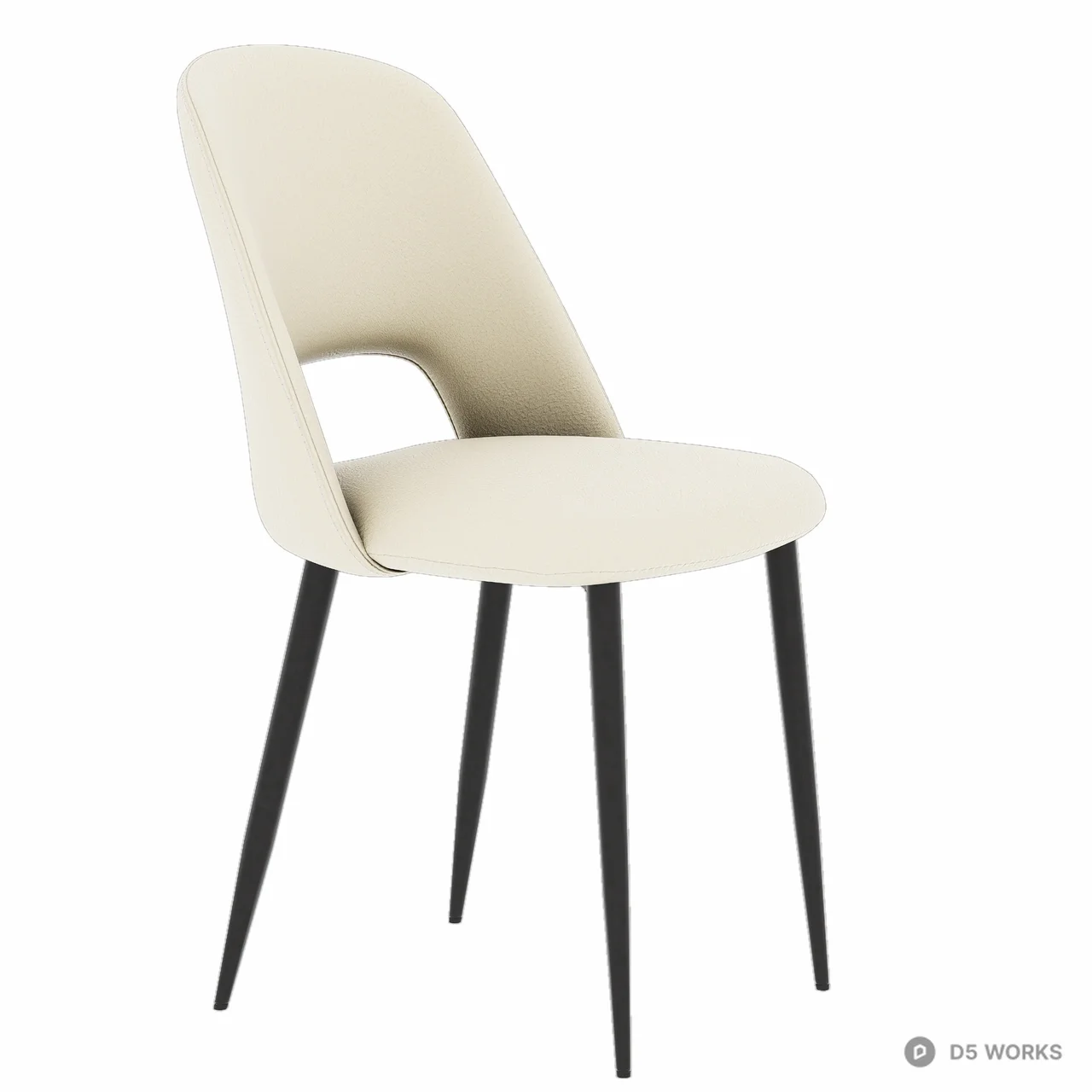 Modern Upholstered Dining Chair With Metal Legs 3d model thumbnail 2