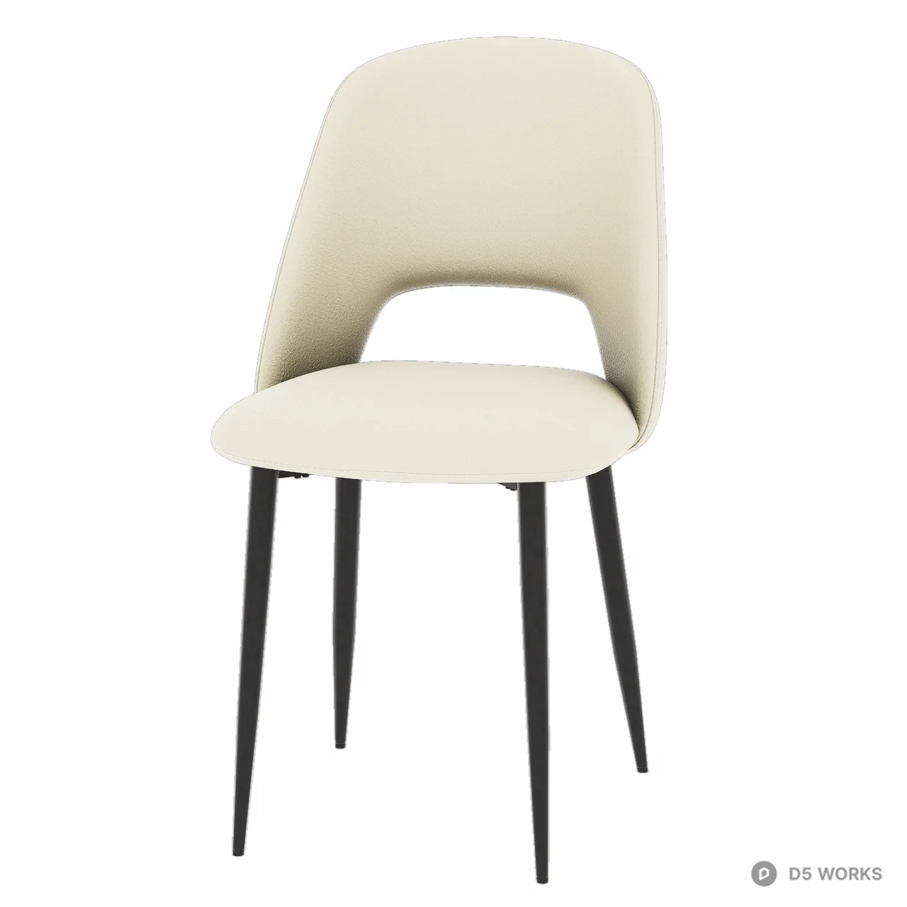 Modern Upholstered Dining Chair With Metal Legs 3d model thumbnail 4