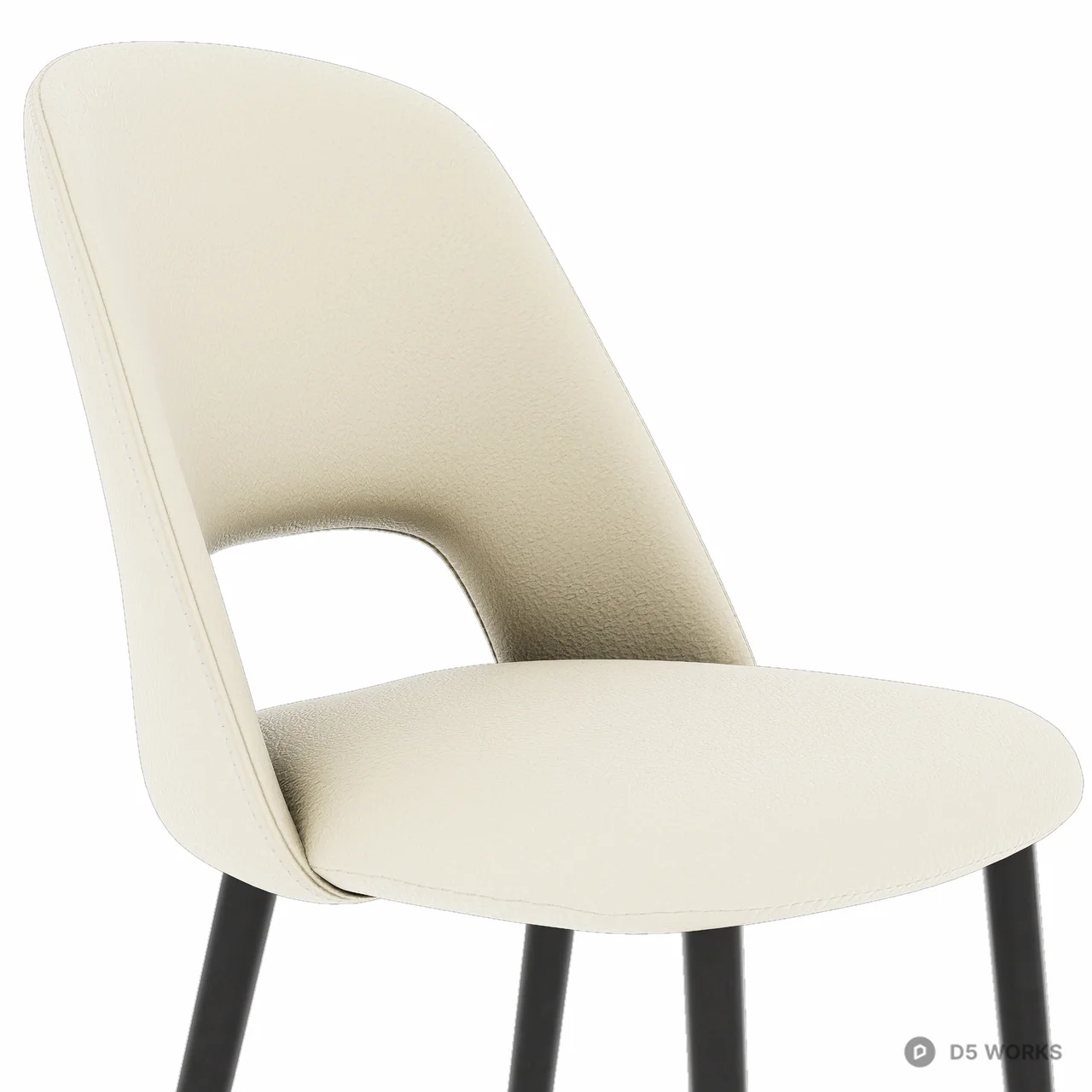 Modern Upholstered Dining Chair With Metal Legs 3d model thumbnail 6