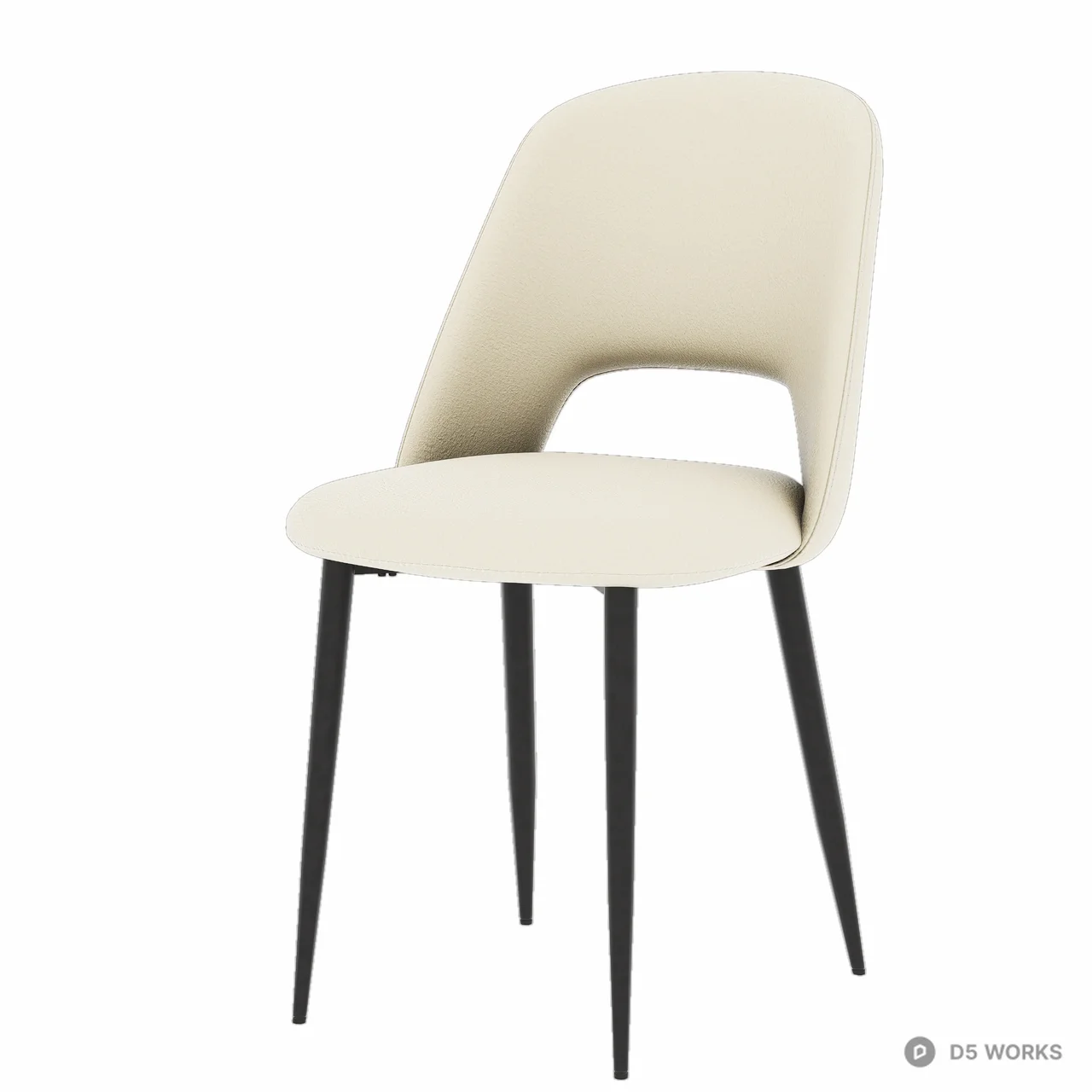 Modern Upholstered Dining Chair With Metal Legs 3d model thumbnail 5