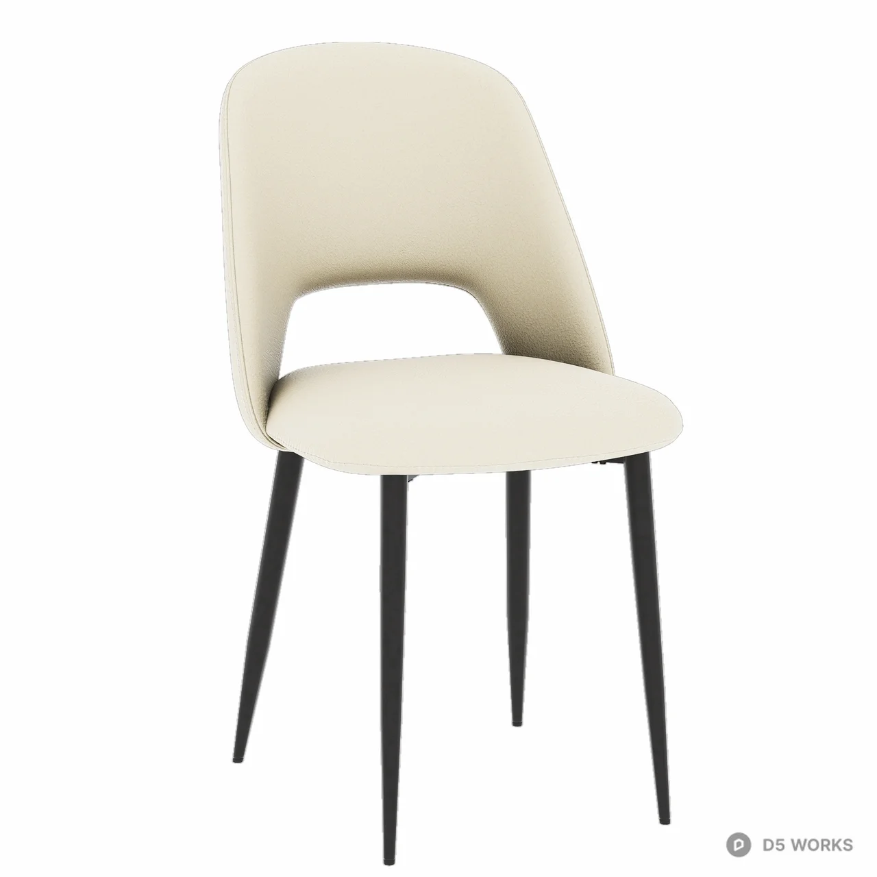 Modern Upholstered Dining Chair With Metal Legs 3d model - Image 1