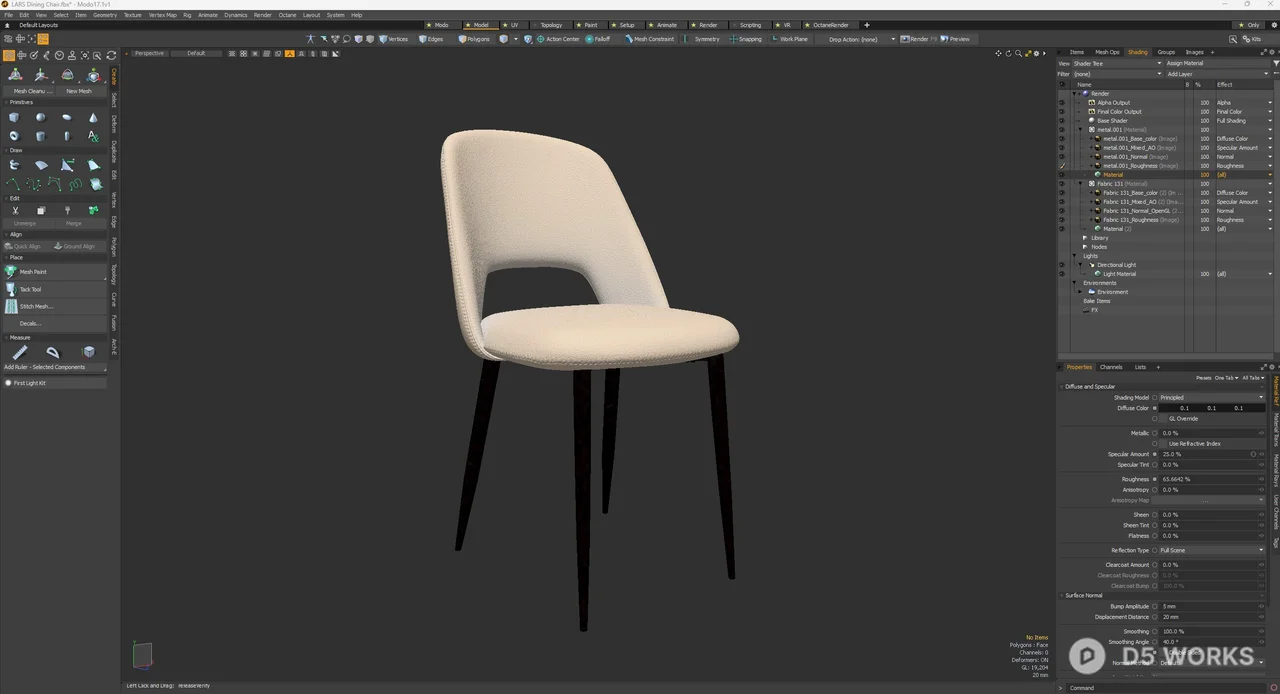 Modern Upholstered Dining Chair With Metal Legs 3d model thumbnail 8