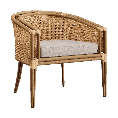 modern wooden rattan woven chair 3d model