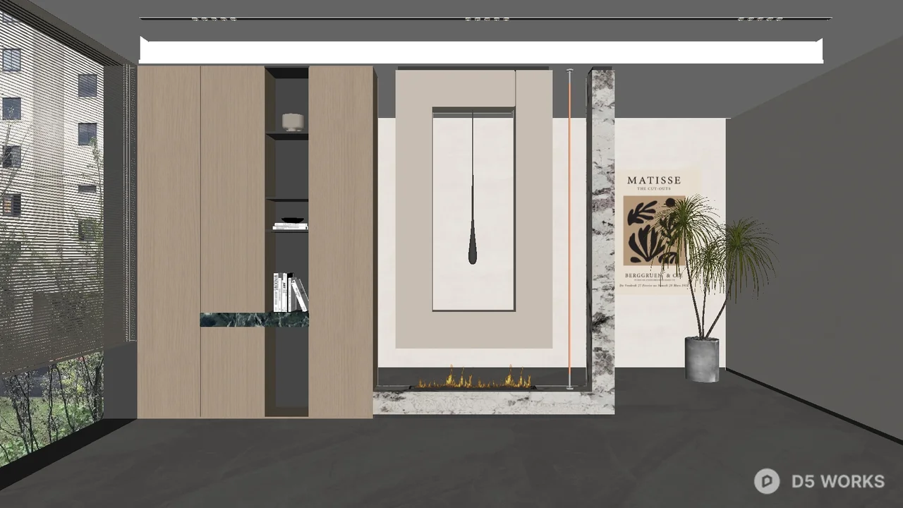 Modern Minimalist Entryway with Marble Accent Wall 3d model - Image 1