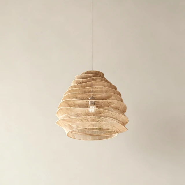 Organic Layered Woven Rattan Pendant Light 3d model