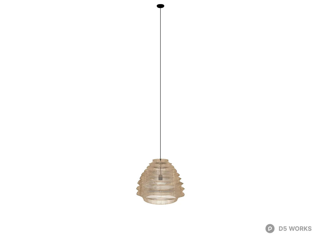 Organic Layered Woven Rattan Pendant Light 3d model thumbnail 2
