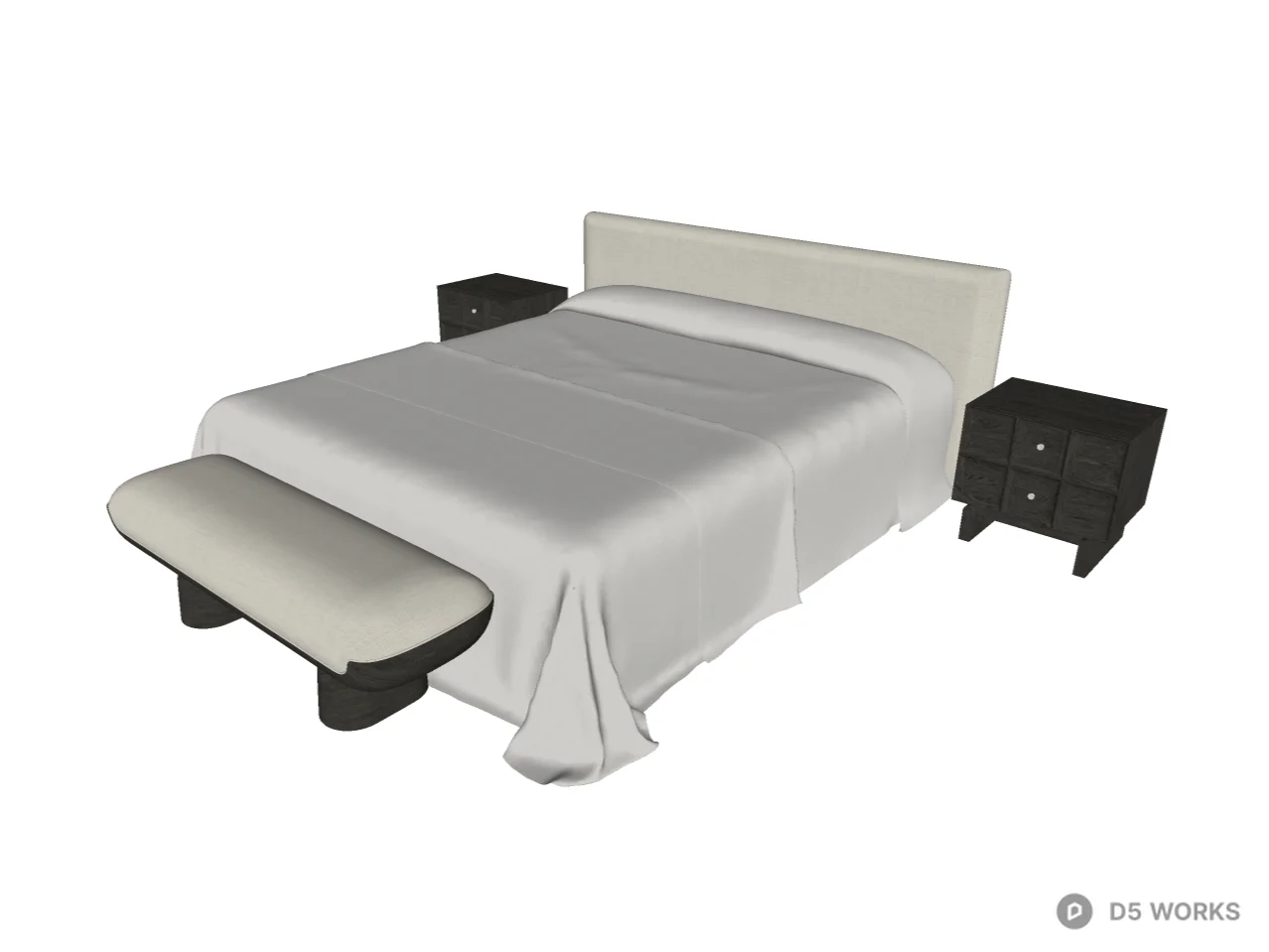 Simple and Modern Bedroom Bed Set 3d model thumbnail 2