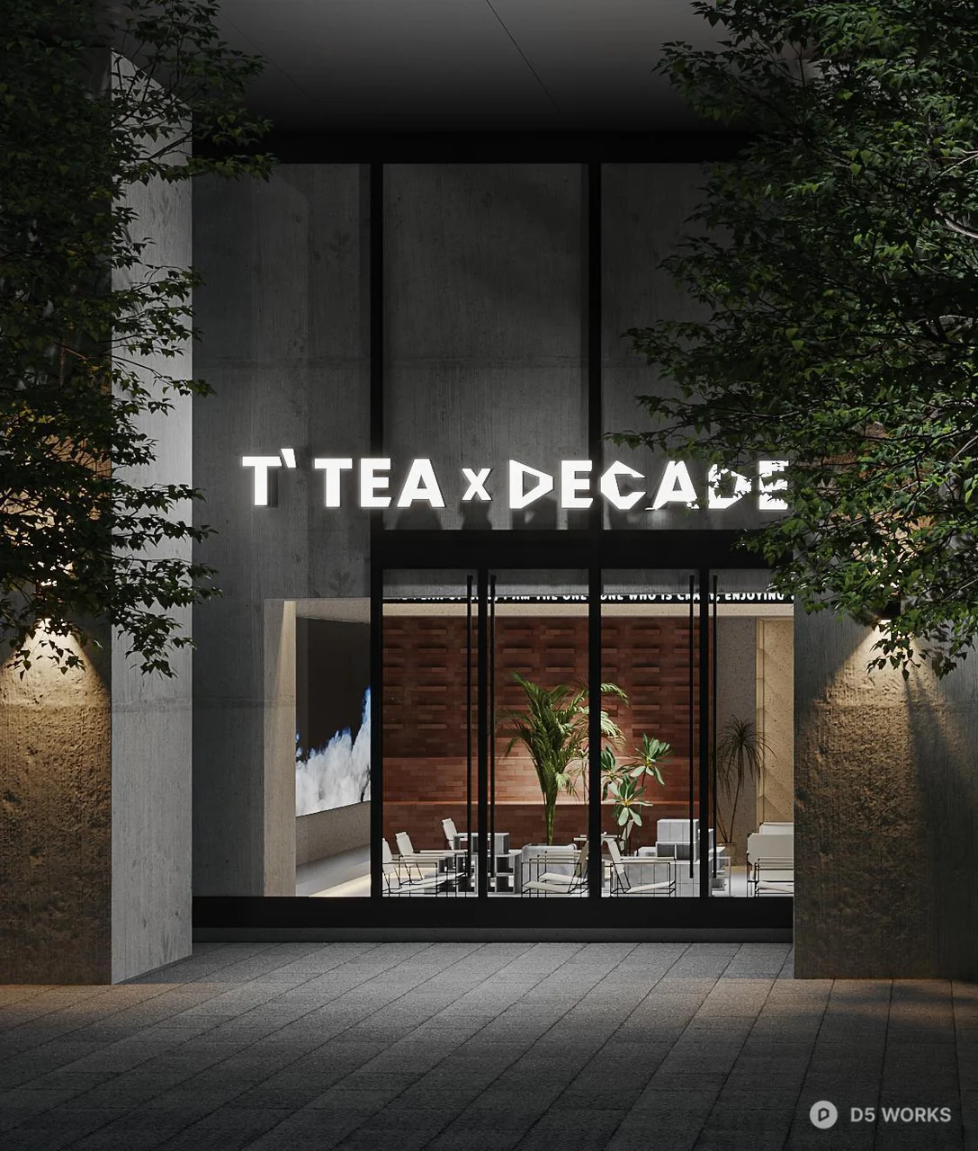 Minimalist Coffee Shop Interior With Concrete And Wood Accents 3d model thumbnail 7