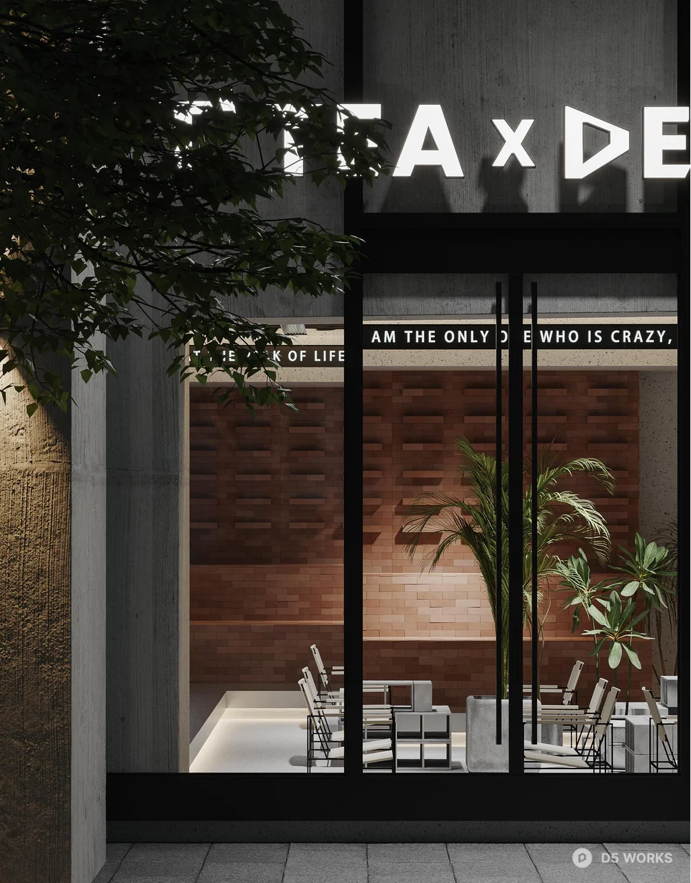 Minimalist Coffee Shop Interior With Concrete And Wood Accents 3d model thumbnail 6