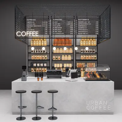 Urban Coffee Bar Interior 3d model