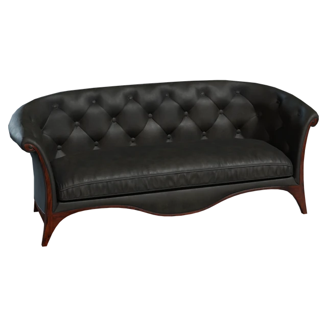 Vintage Tufted Black Leather Loveseat 3d model