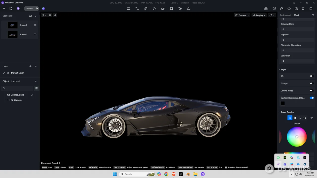 Futuristic Matte Black Hypercar 3D Model 3d model thumbnail 3