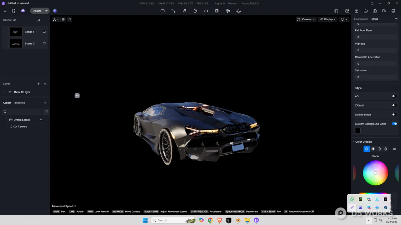 Futuristic Matte Black Hypercar 3D Model 3d model thumbnail 4