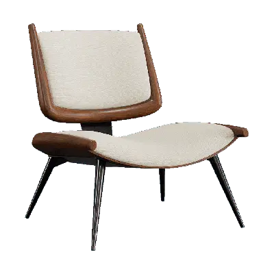 Modern Fabric Wooden Lounge Chair 3d model