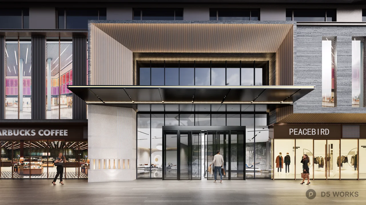 Modern Commercial Facade Entrance 3d model - Image 1