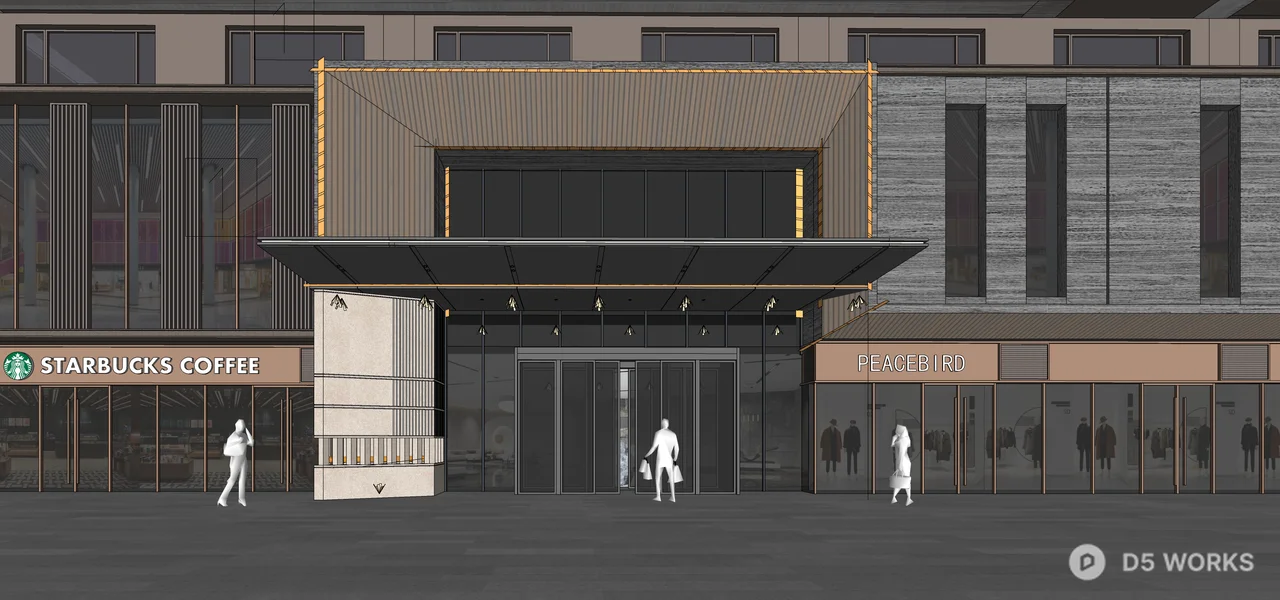 Modern Commercial Facade Entrance 3d model thumbnail 2