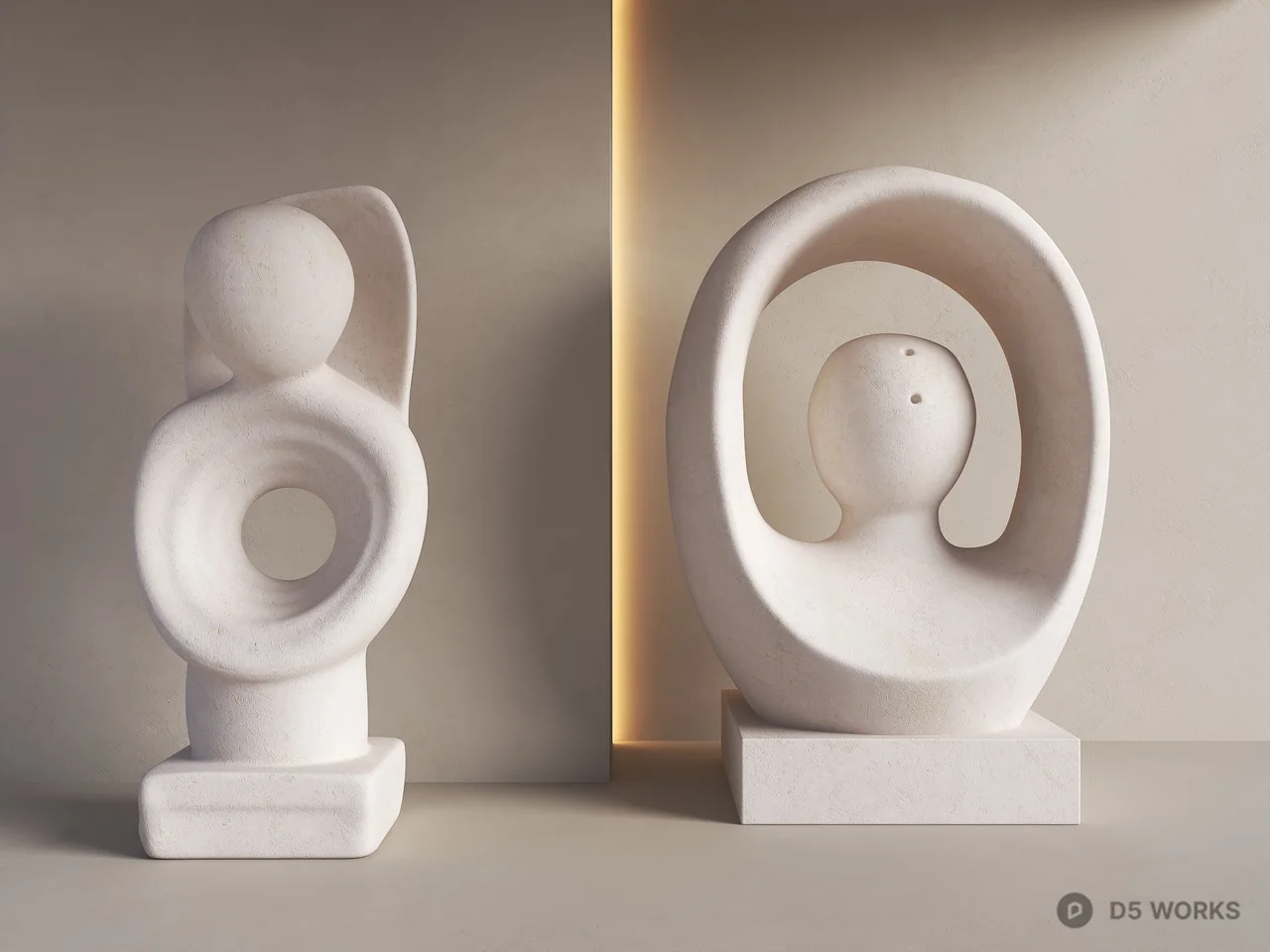 Abstract Ceramic Sculpture Set 3d model - Image 1