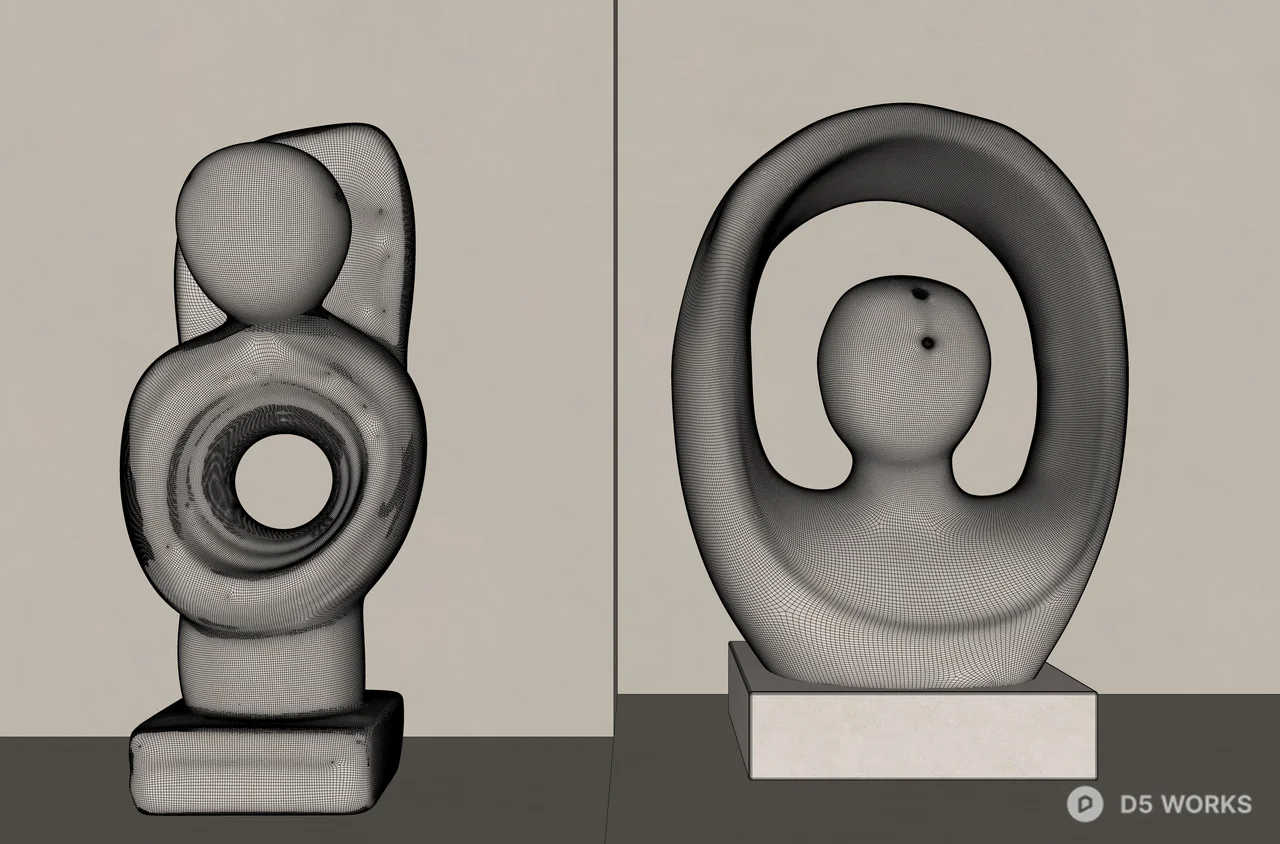 Abstract Ceramic Sculpture Set 3d model thumbnail 3