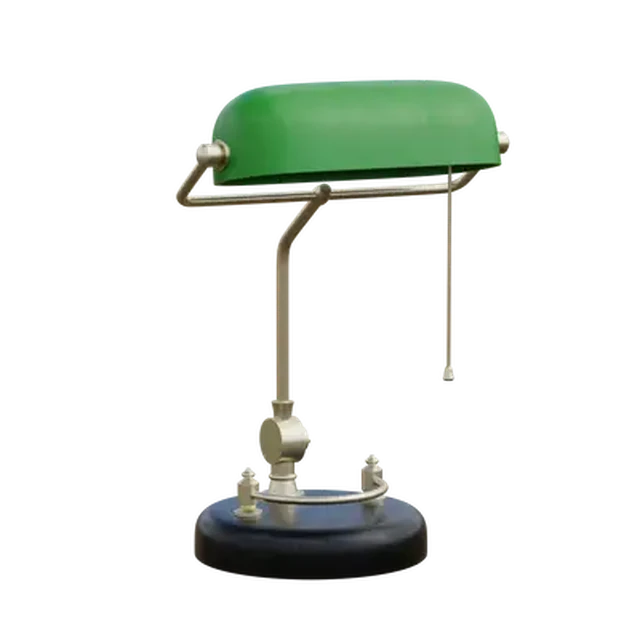 Vintage Bankers Desk Lamp with Green Glass Shade 3d model