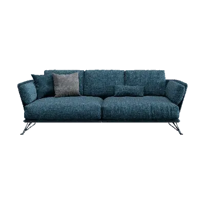 Modern Cyan Blue Fabric Double Sofa 3d model